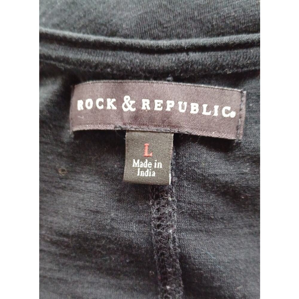 Rock & Republic Sz Large Black Sequin Beaded Racerback Tank Top Embellished Y2K - Picture 6 of 9